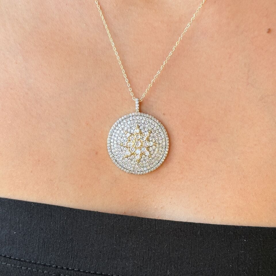 Zirkon Taş Süslemeli Yıldız Kolye Gold