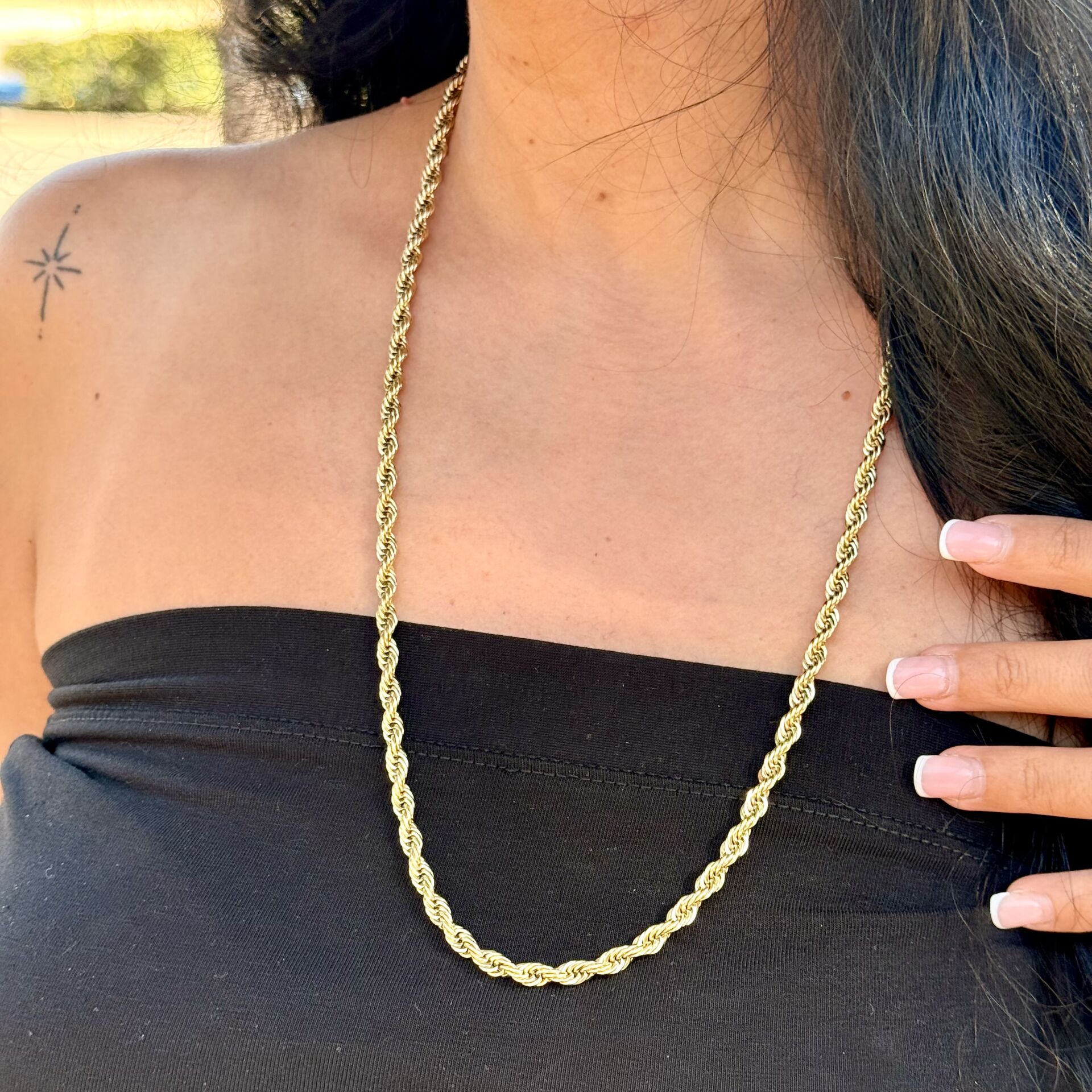 Uzun Burgu Paslanmaz Çelik Kolye Gold