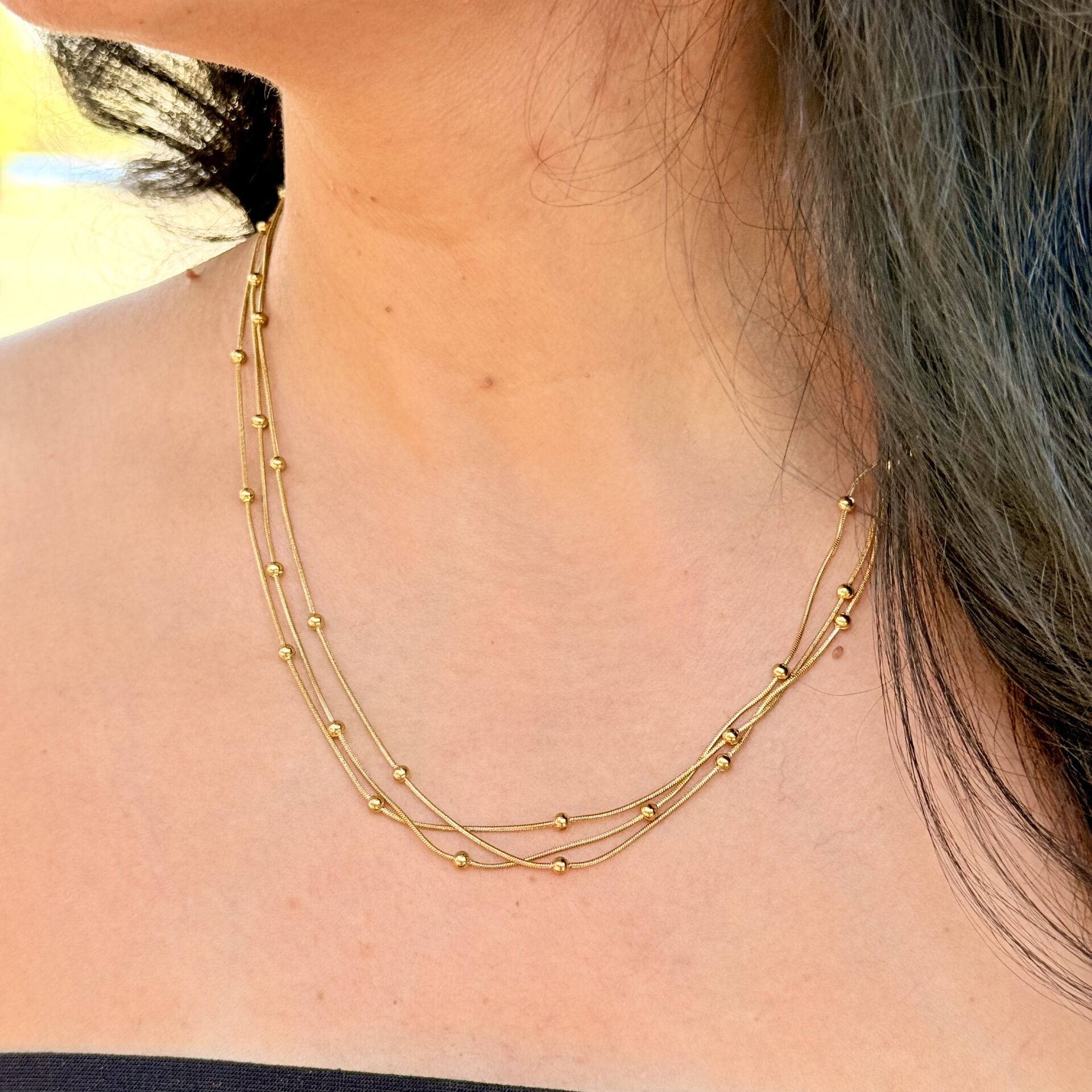 Üç Sıra Dorika Kolye Gold