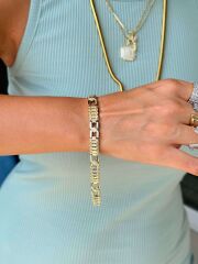 Kilit Model Zirkon Taşlı Vip Bileklik Gold