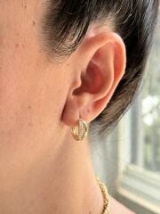 İkili Model Zirkon Taşlı Vip küpe