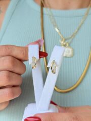 İkili Model Zirkon Taşlı Vip küpe