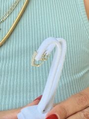 Zirkon Taşlı Vip Küpe Gold