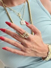 Sarmal Model Zirkon Taşlı Vip Yüzük Gold