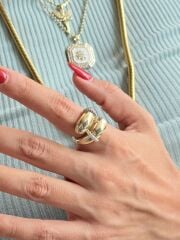 Sarmal Model Zirkon Taşlı Vip Yüzük Gold