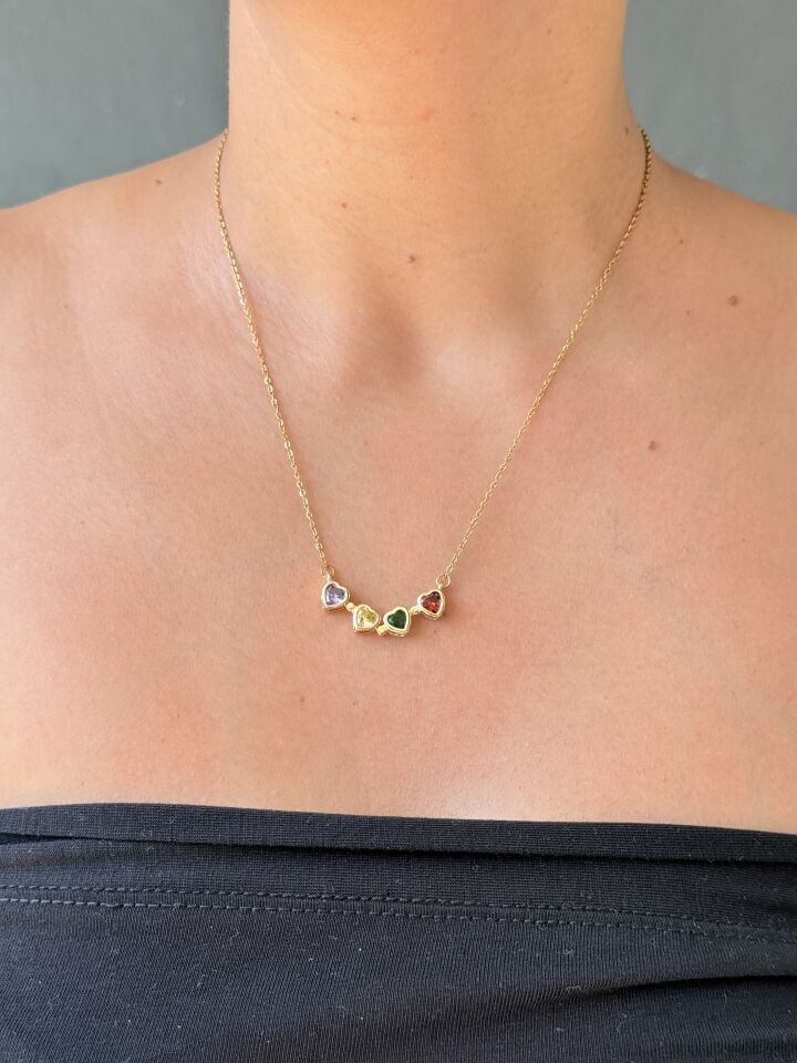 Açılır Renkli Yonca Kolye Paslanmaz Çelik Gold