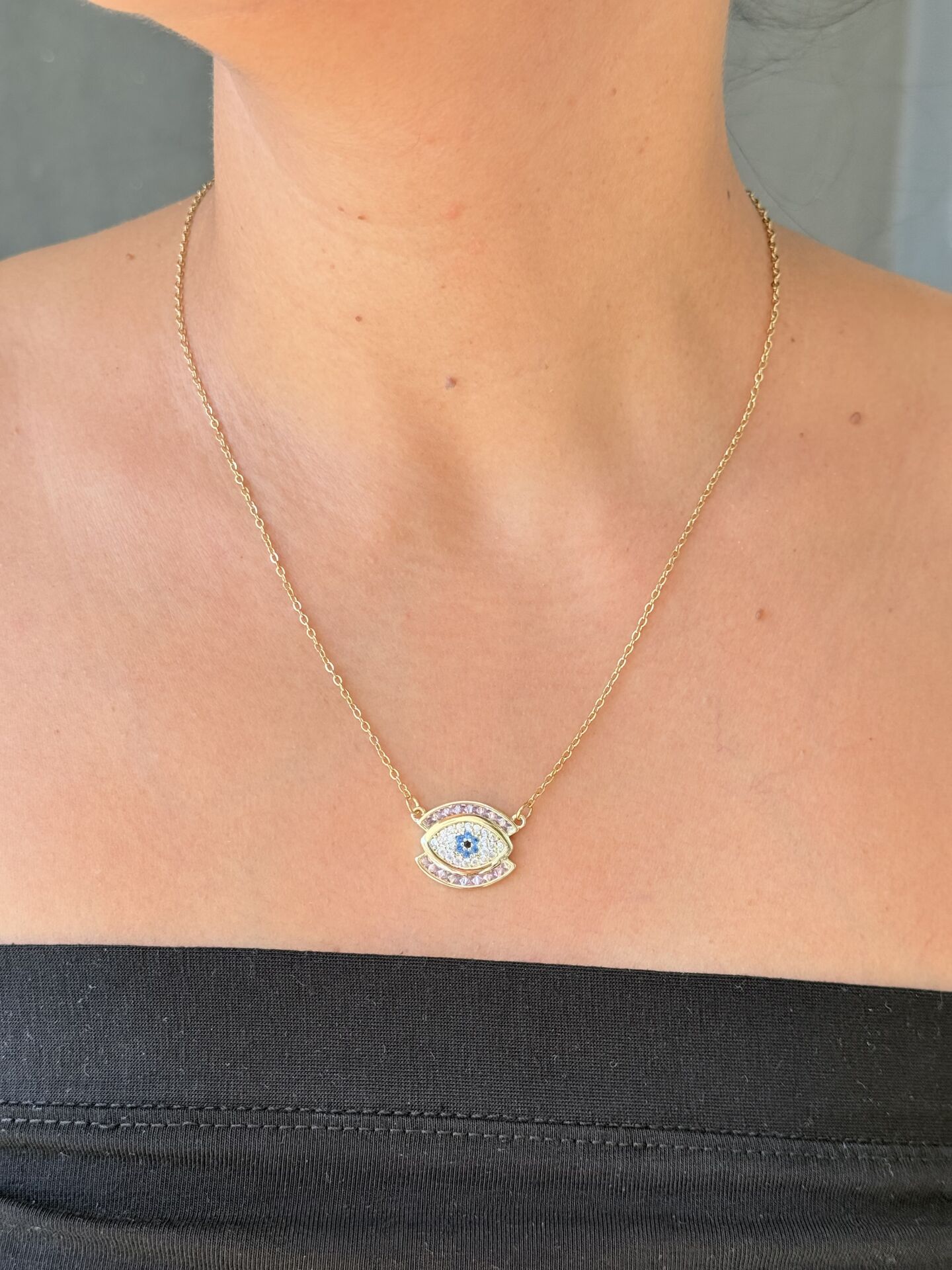 Nazar Göz Kolye Paslanmaz Çelik Gold