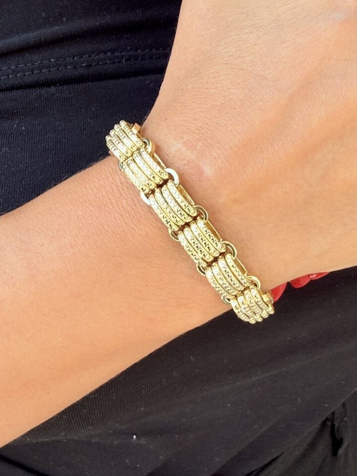 Hasır Geçme Zincir Vip Bileklik Gold