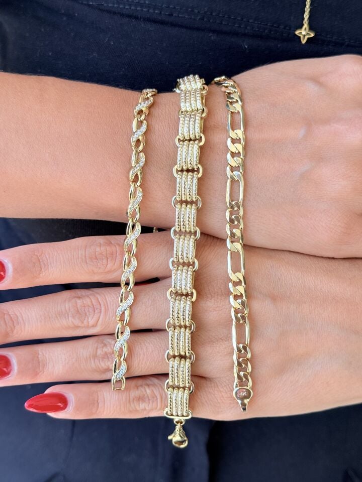 Sonsuzluk Zirkon Taşlı Vip Bileklik Gold