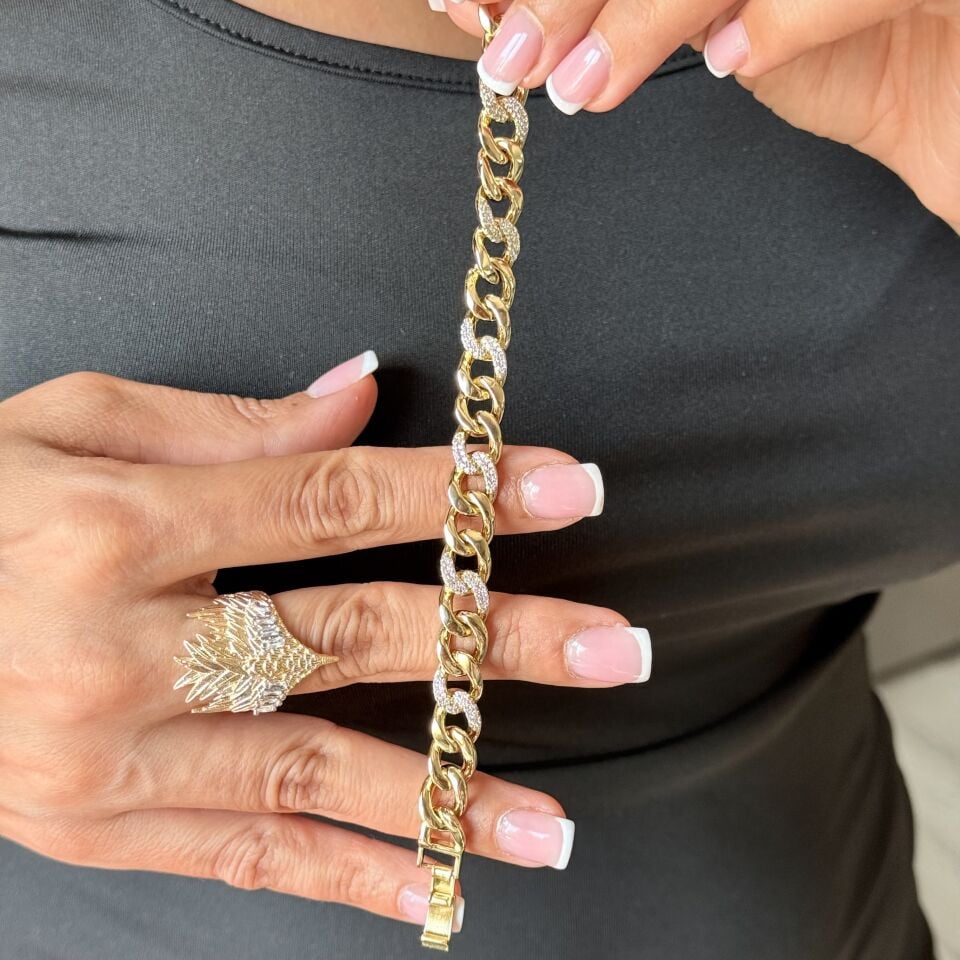 Vip Seri Samanyolu Zirkon Taşlı Bileklik Gold