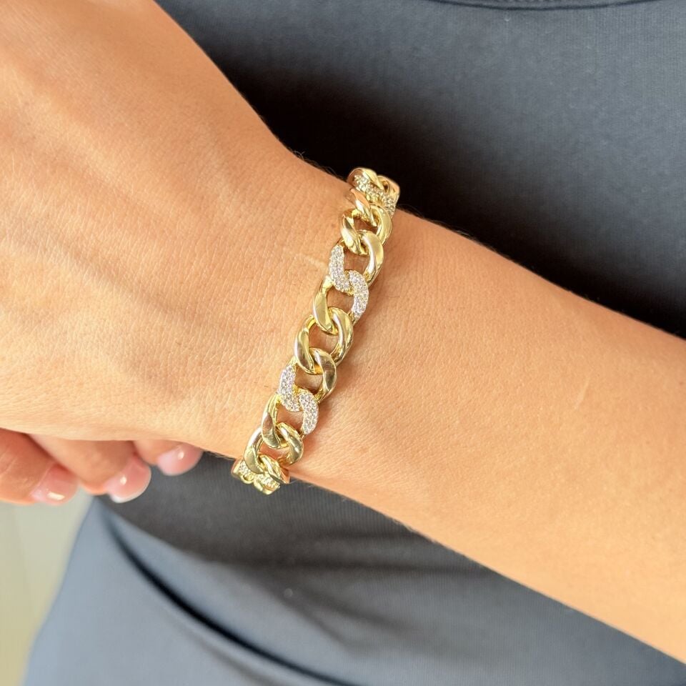 Vip Seri Samanyolu Zirkon Taşlı Bileklik Gold