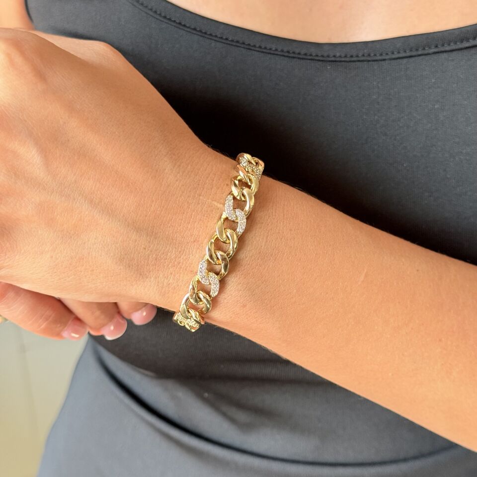 Vip Seri Samanyolu Zirkon Taşlı Bileklik Gold