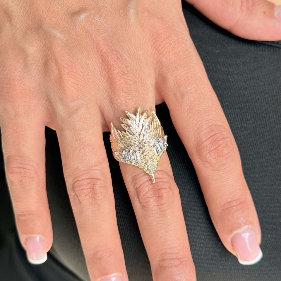 Vip Kanat Model Zirkon Taşlı Yüzük