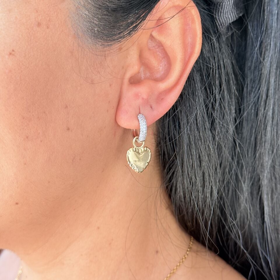 Kalp ve Halka Çelik Küpe Gold