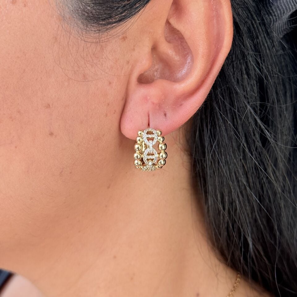 Tif Model Zirkon Taşlı Vip Küpe