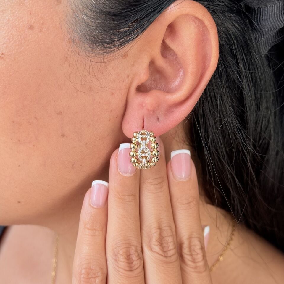 Tif Model Zirkon Taşlı Vip Küpe