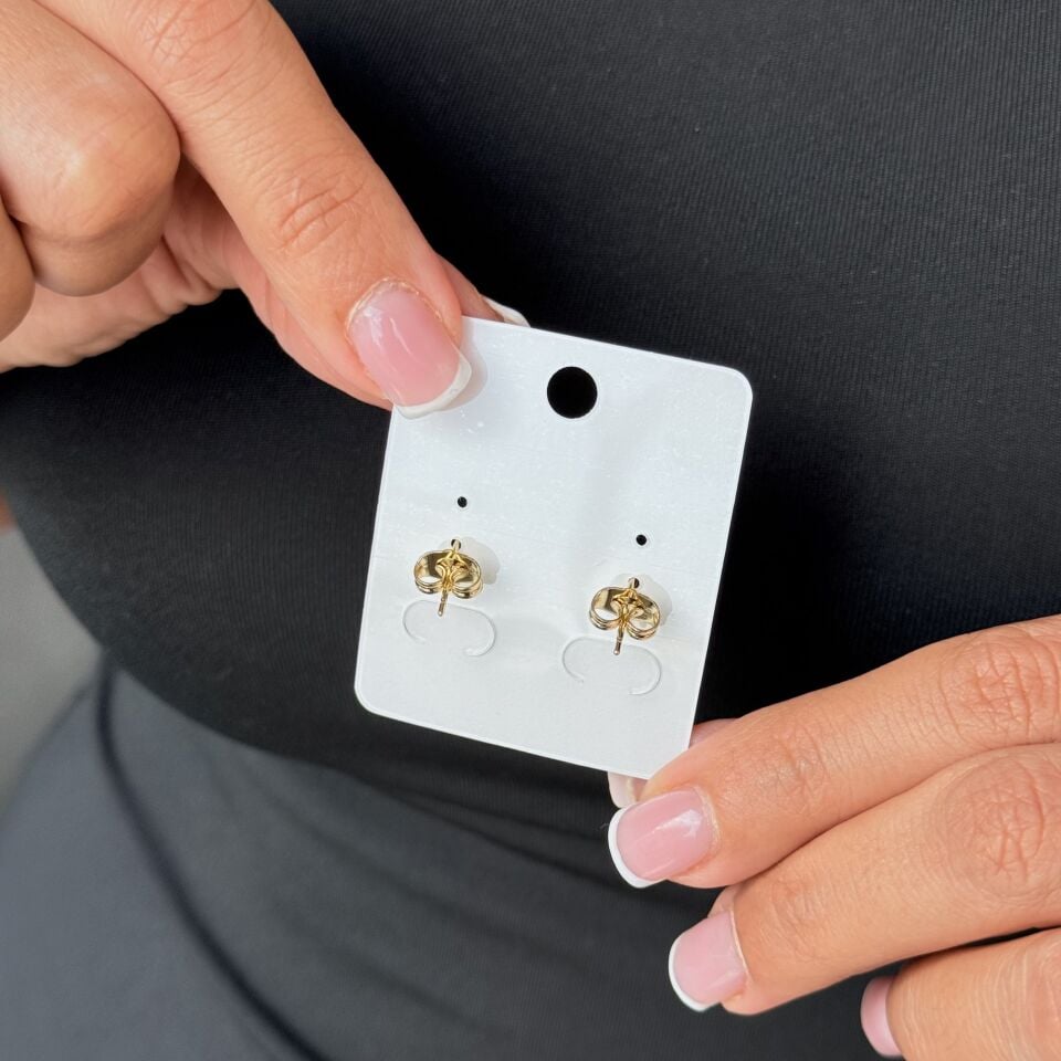 Kalp Üçlü Görünüm Zirkon Taşlı Vip Küpe Gold