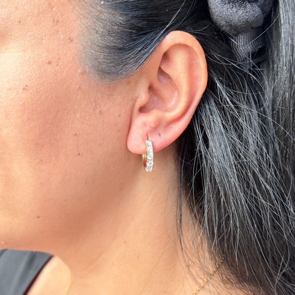 Halka Model Zirkon Taşlı Vip Küpe Gold