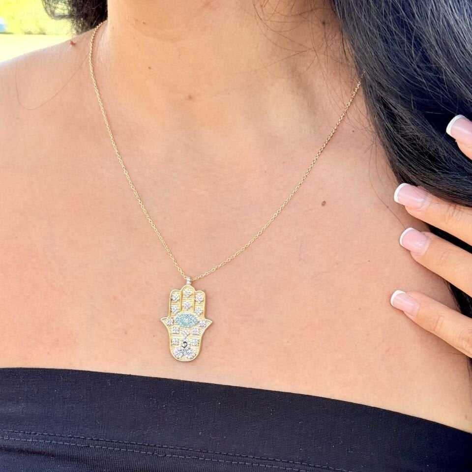 Fatmanın Eli Zirkon Taşlı Kolye Gold