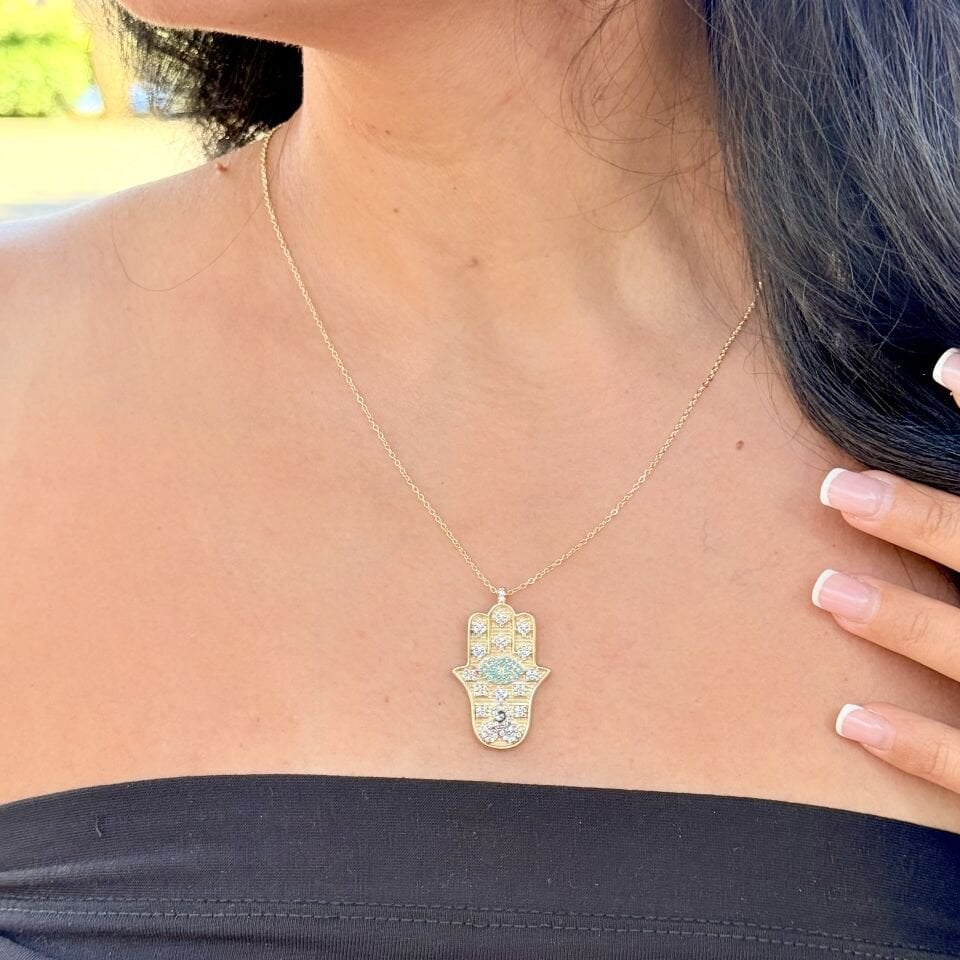 Fatmanın Eli Zirkon Taşlı Kolye Gold