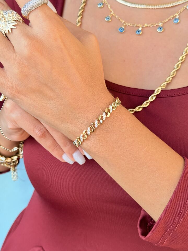 Zirkon Taşlı Sonsuz Gurmet Vip Bileklik Gold