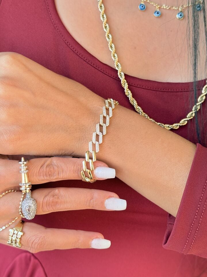 Zirkon Taşlı Çapraz Gurmet Bileklik Gold