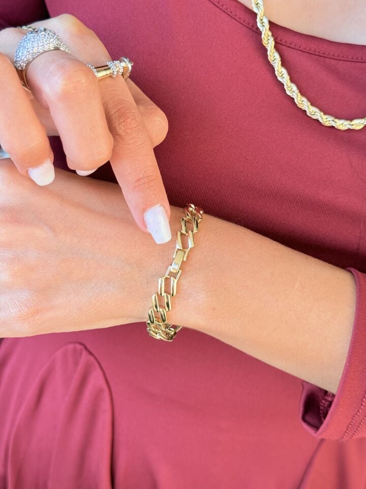 Zirkon Taşlı Çapraz Gurmet Bileklik Gold