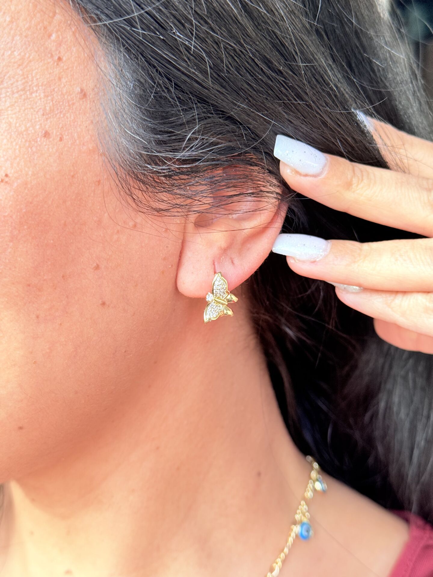 Kelebek Model Zirkon Taşlı Vip Küpe Gold