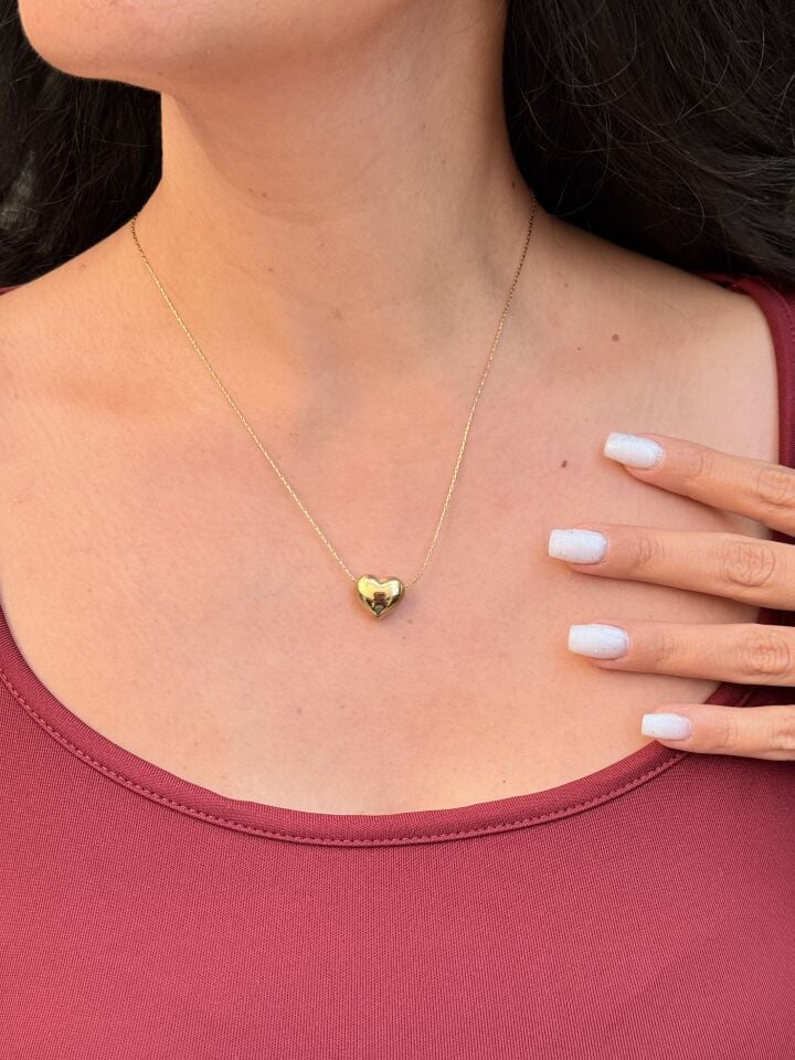 Kalp Model Paslanmaz Çelik Kolye Gold