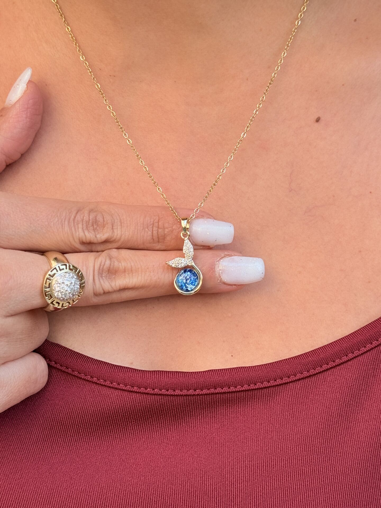 Balina Kuyruğu Şans Kolye Çelik Gold