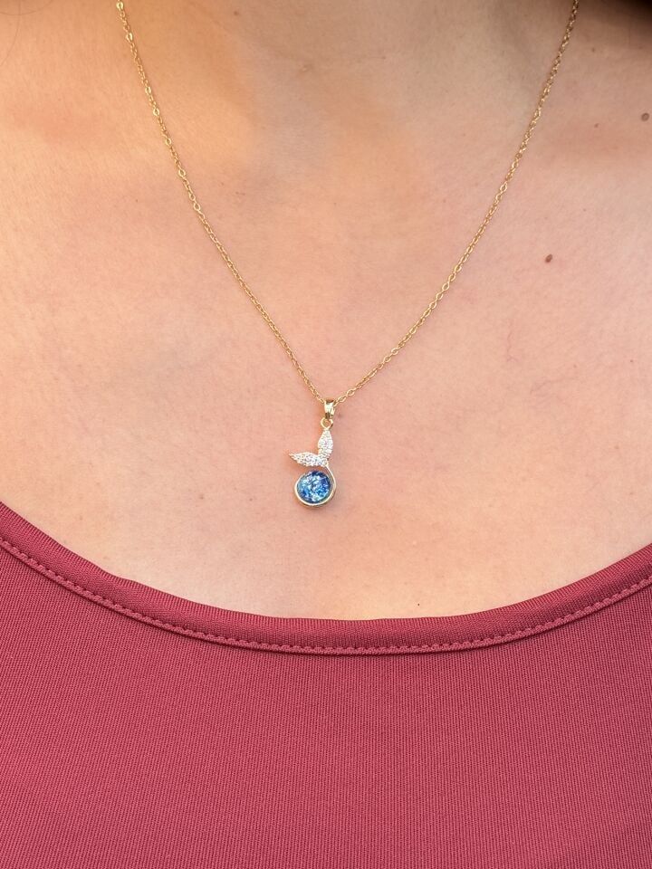 Balina Kuyruğu Şans Kolye Çelik Gold