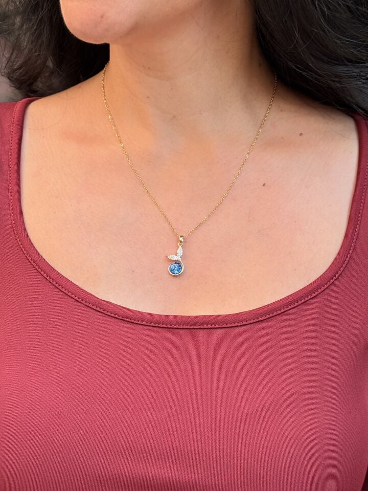 Balina Kuyruğu Şans Kolye Çelik Gold