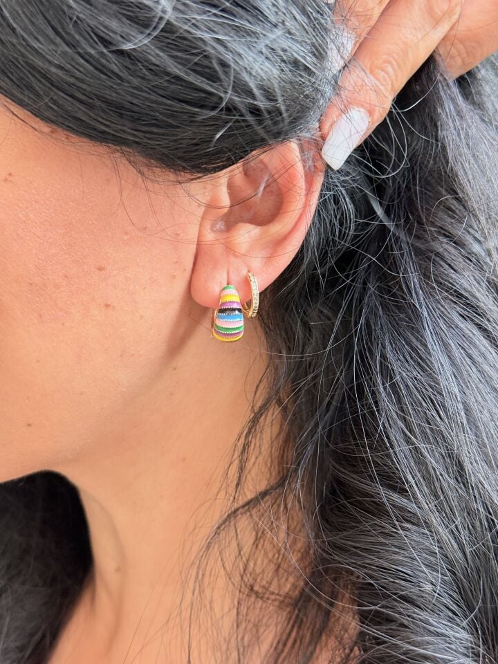 Rengarenk Halka Küpe Paslanmaz Çelik