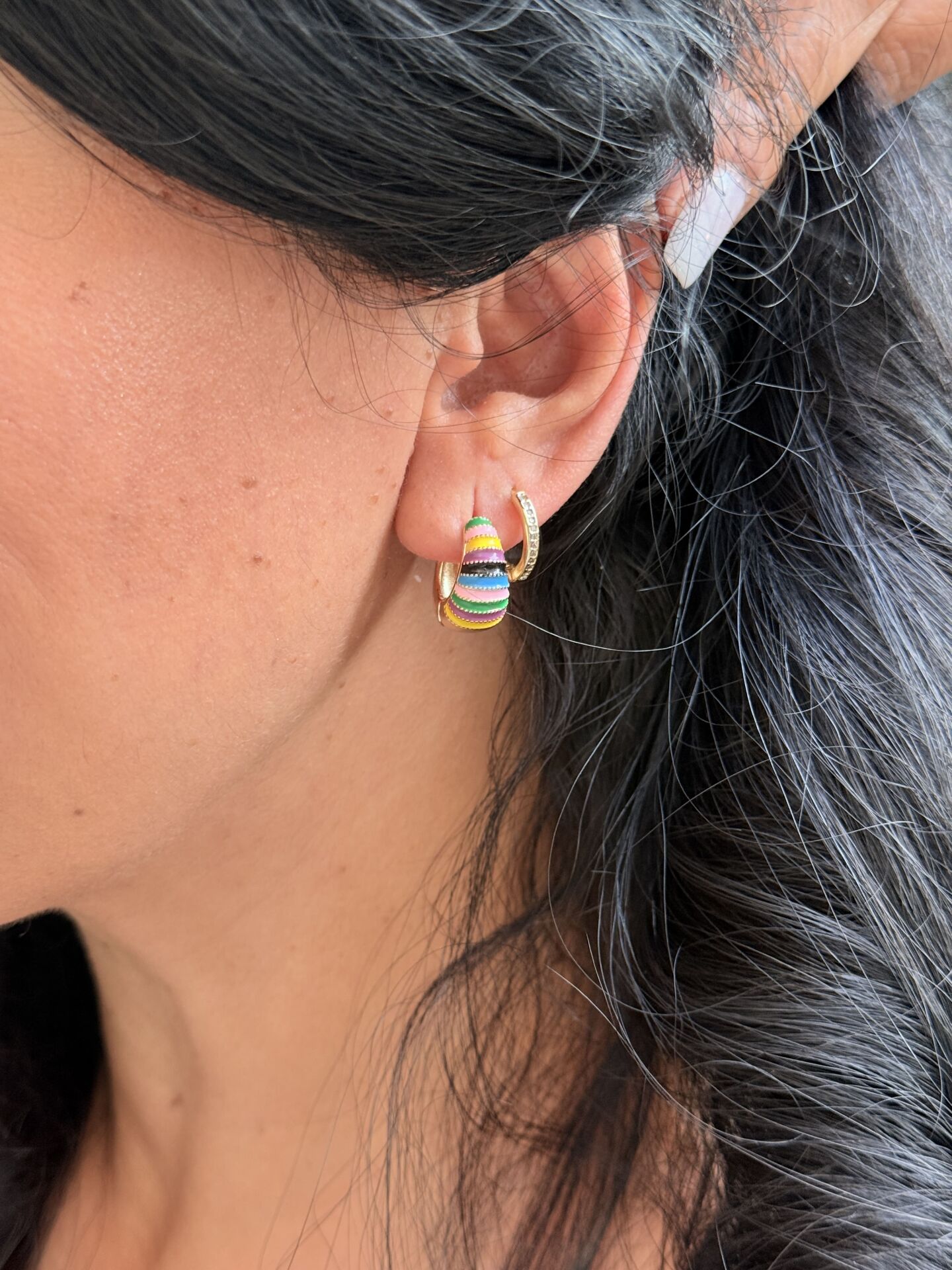 Rengarenk Halka Küpe Paslanmaz Çelik