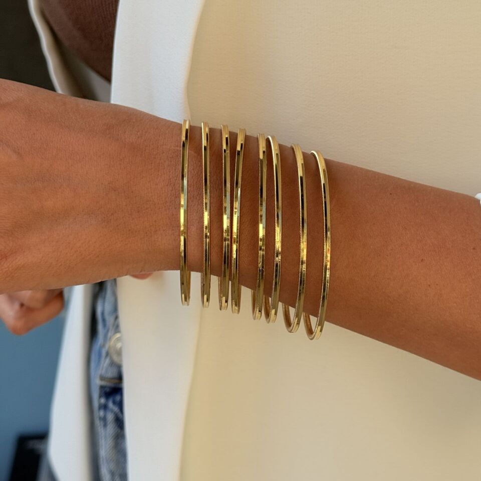 Oluklu Ajda Bilezik 22 Ayar Altın Kaplama