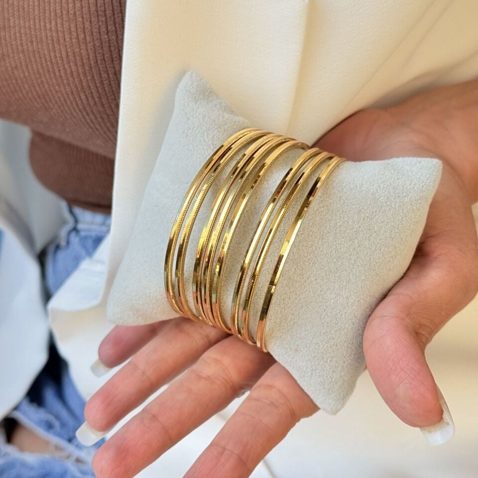 Oluklu Ajda Bilezik 22 Ayar Altın Kaplama