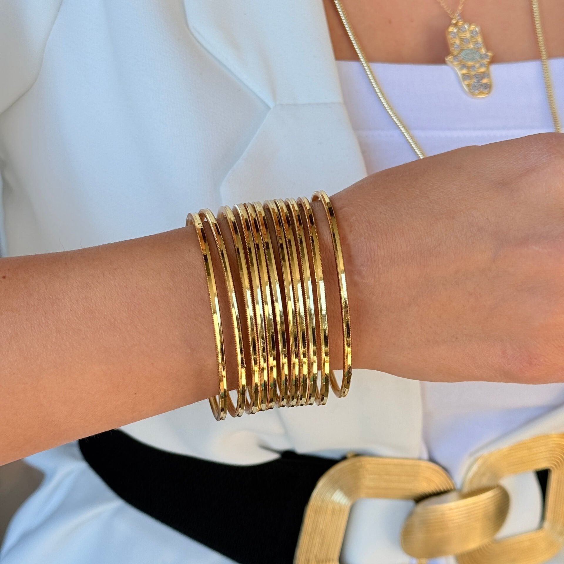 Oluklu Ajda Bilezik 22 Ayar Altın Kaplama