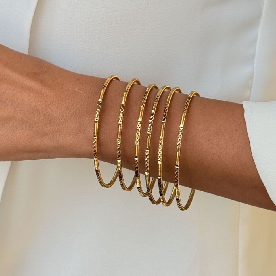 Müjde Ajda Bilezik Altın Kaplama 3 Adet