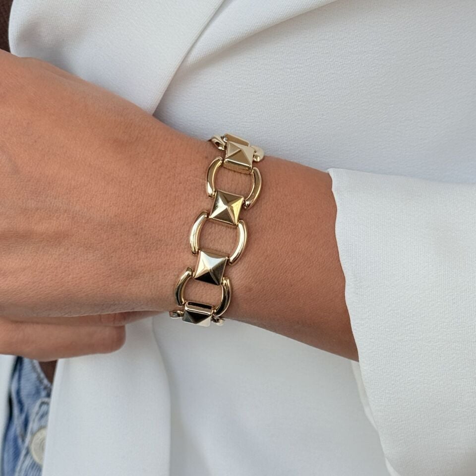 Büyük Kare Vip Bileklik Gold