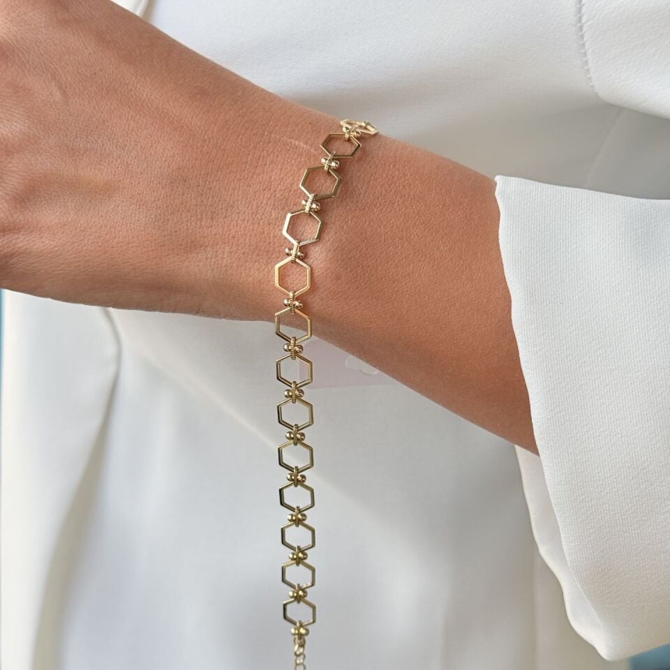 Altıgen Model Vip Bileklik Gold