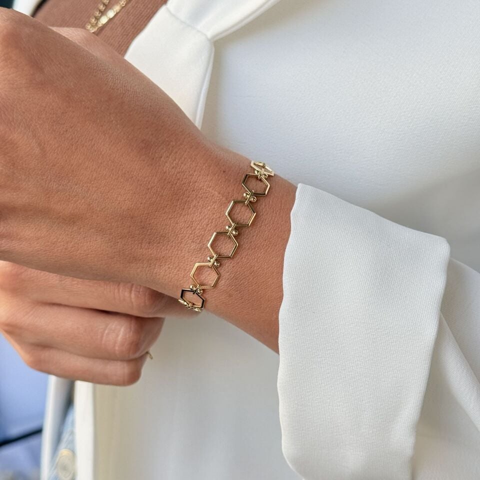 Altıgen Model Vip Bileklik Gold