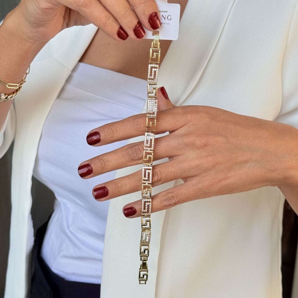 Labirent Zirkon Taşlı Vip Xuping Bileklik Gold
