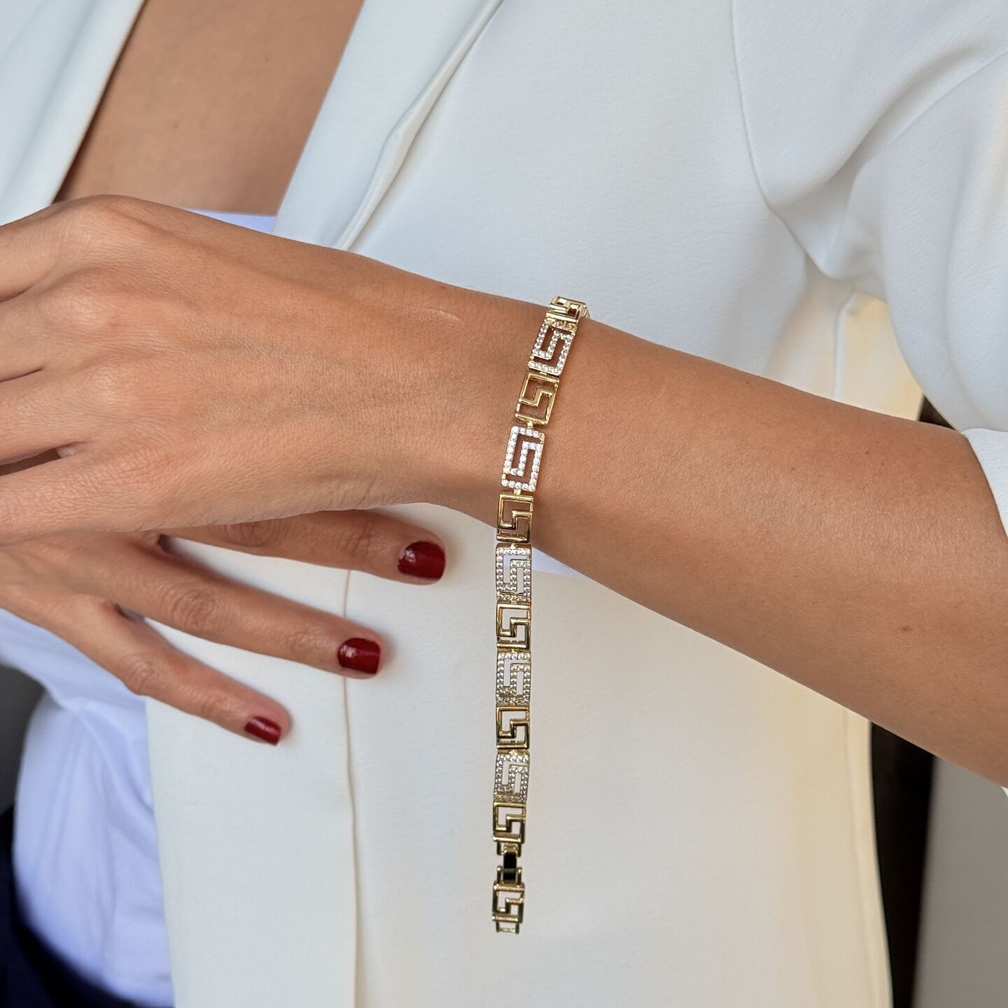 Labirent Zirkon Taşlı Vip Xuping Bileklik Gold