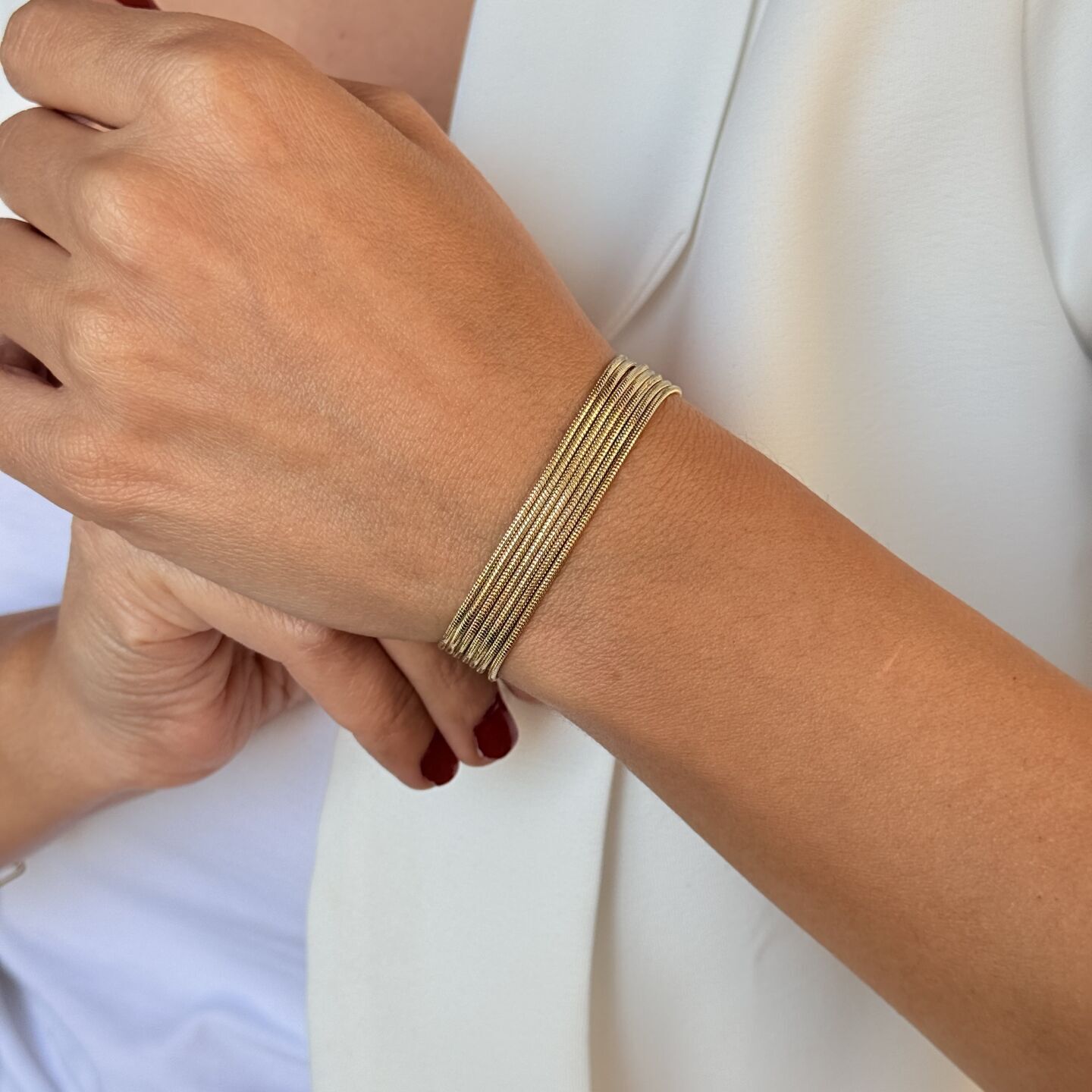 Yedi Sıralı Paslanmaz Çelik Bileklik Gold