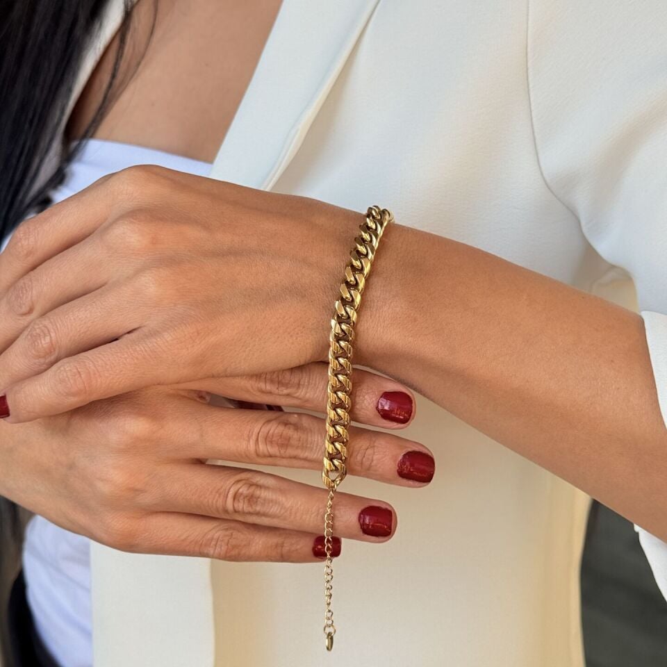 Sık Örme Gurmet Paslanmaz Çelik Bileklik Gold