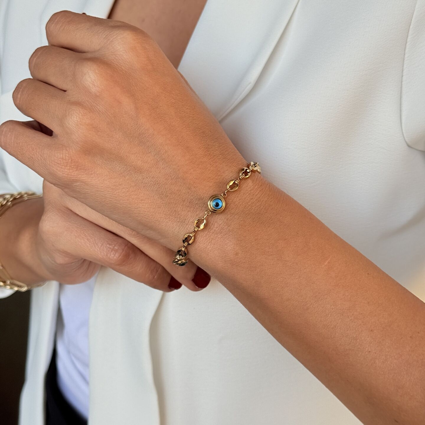 Nazar Göz Paslanmaz Çelik Bileklik Gold