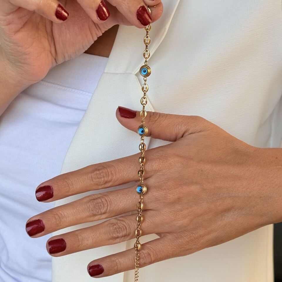 Nazar Göz Paslanmaz Çelik Bileklik Gold