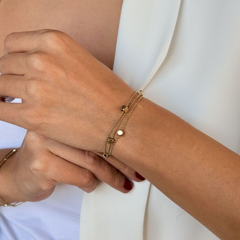 Küp Detay Üçlü Paslanmaz Çelik Bileklik Gold