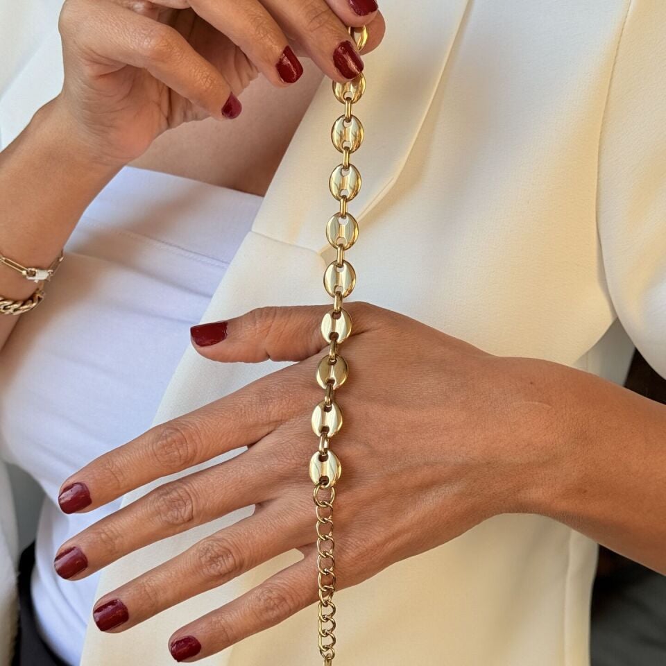 Oval Kuyumcu Paslanmaz Çelik Bileklik Gold