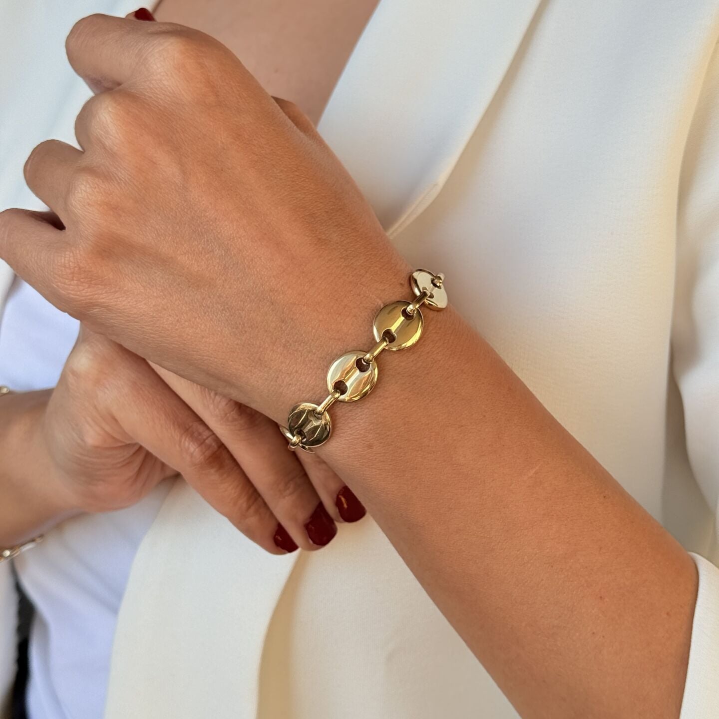 Oval Kuyumcu Paslanmaz Çelik Bileklik Gold